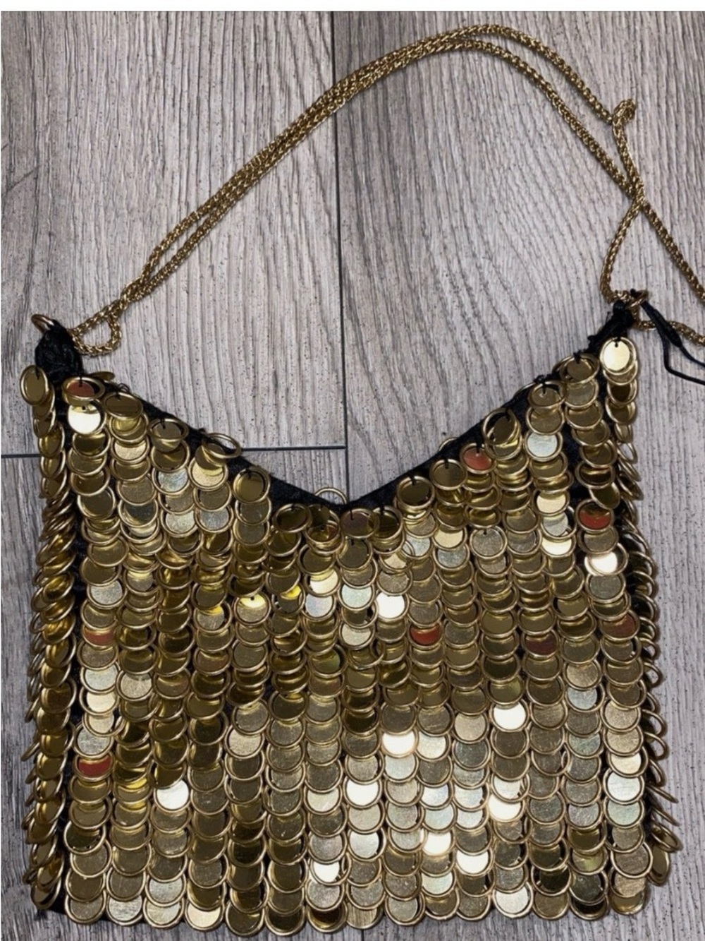 Zara Gold Sequin Mini Shoulder Bag